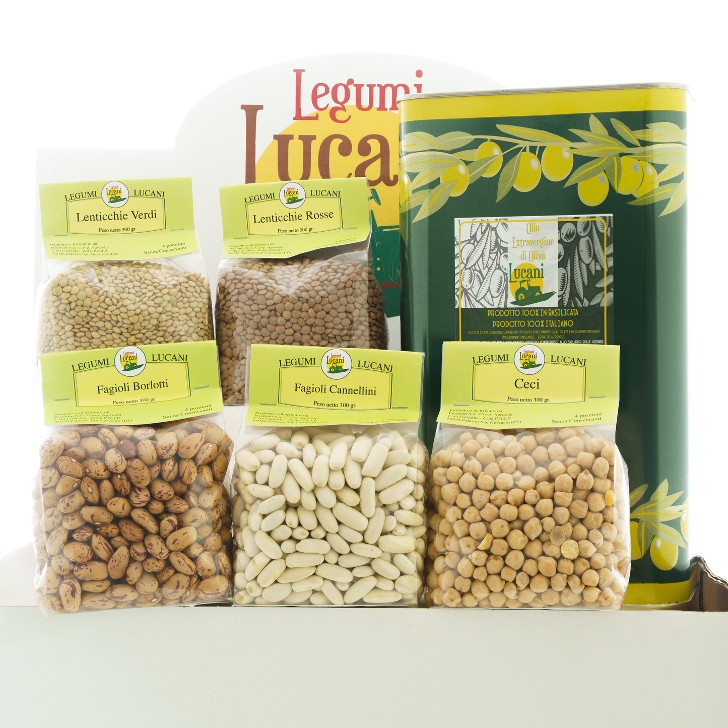 BOX n° 2: MIX di 5 Legumi + 3 Litri di Olio EVO