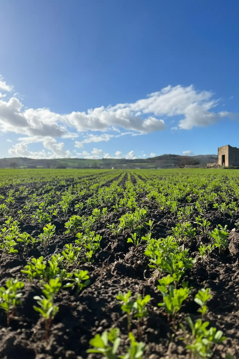 Campo lenticchie senza pali