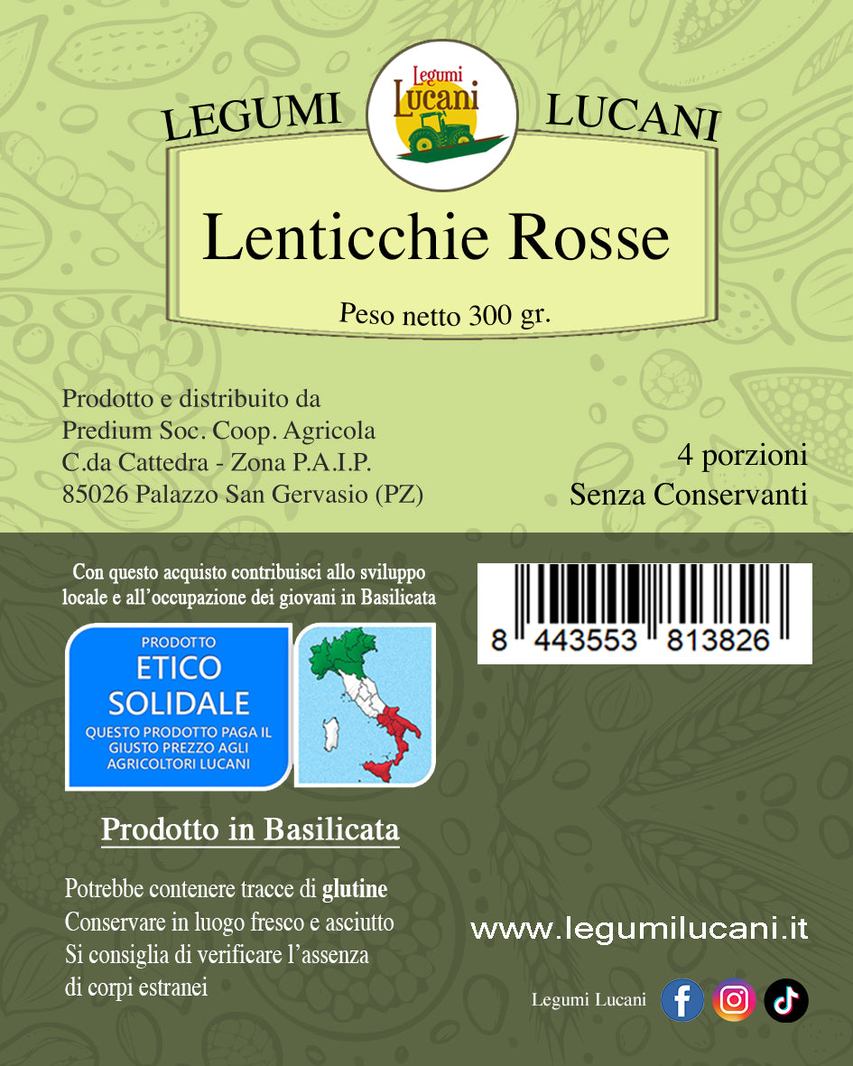 RED LENTILS (small) - Grown in Basilicata, Italy
