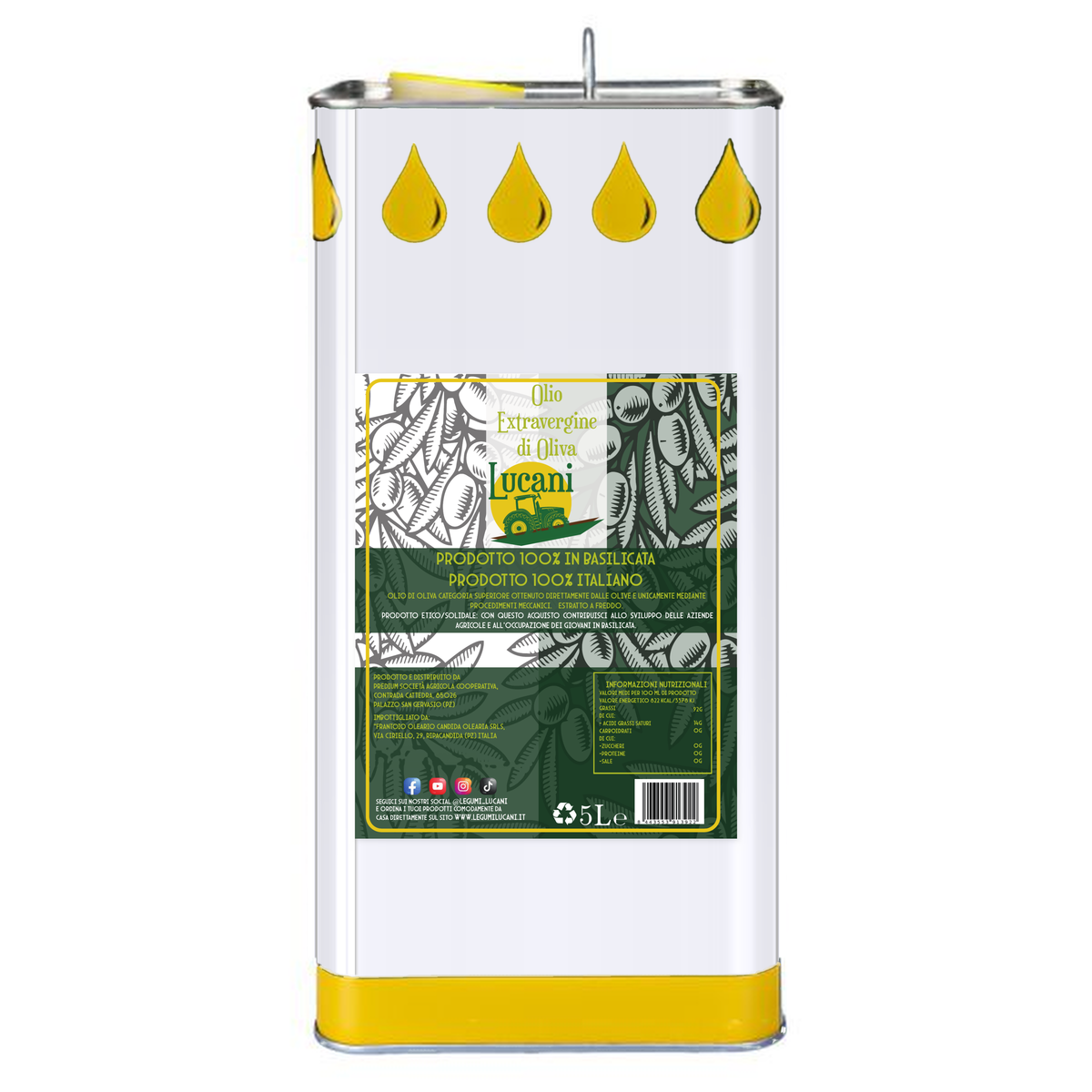 OLIO EXTRA VERGINE DI OLIVA - Coltivato in Basilicata, Italia - Legumi Lucani