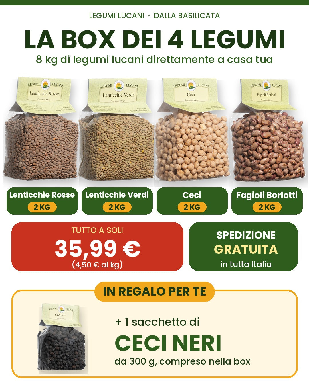 🎁 Box 8 kg Legumi Lucani - Spedizione Gratuita 🚚