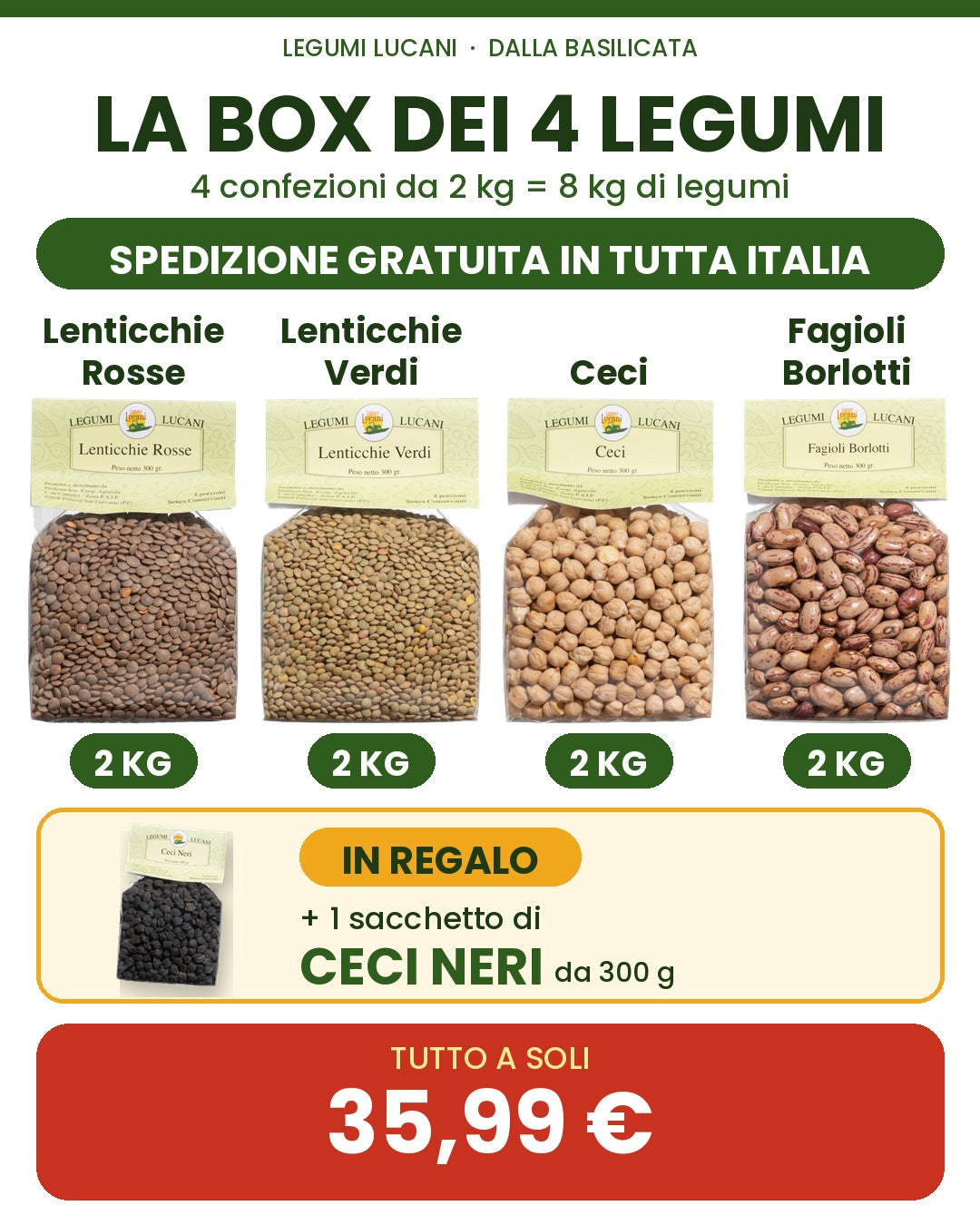 🎁 Box 8 kg Legumi Lucani - Spedizione Gratuita 🚚