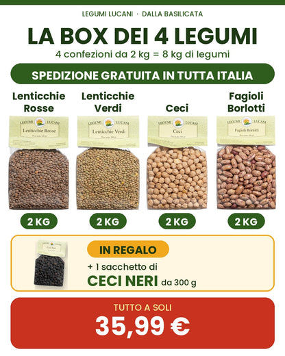 🎁 Box 8 kg Legumi Lucani - Spedizione Gratuita 🚚